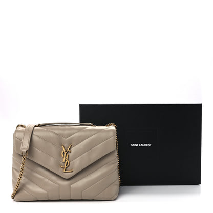 Saint Laurent Calfskin Y Quilted Monogram Small Loulou Chain Satchel Dark Beige 14 of 14