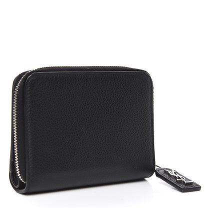 Saint Laurent Grained Calfskin Rive Gauche Compact Zip Around Wallet Black 3 of 7