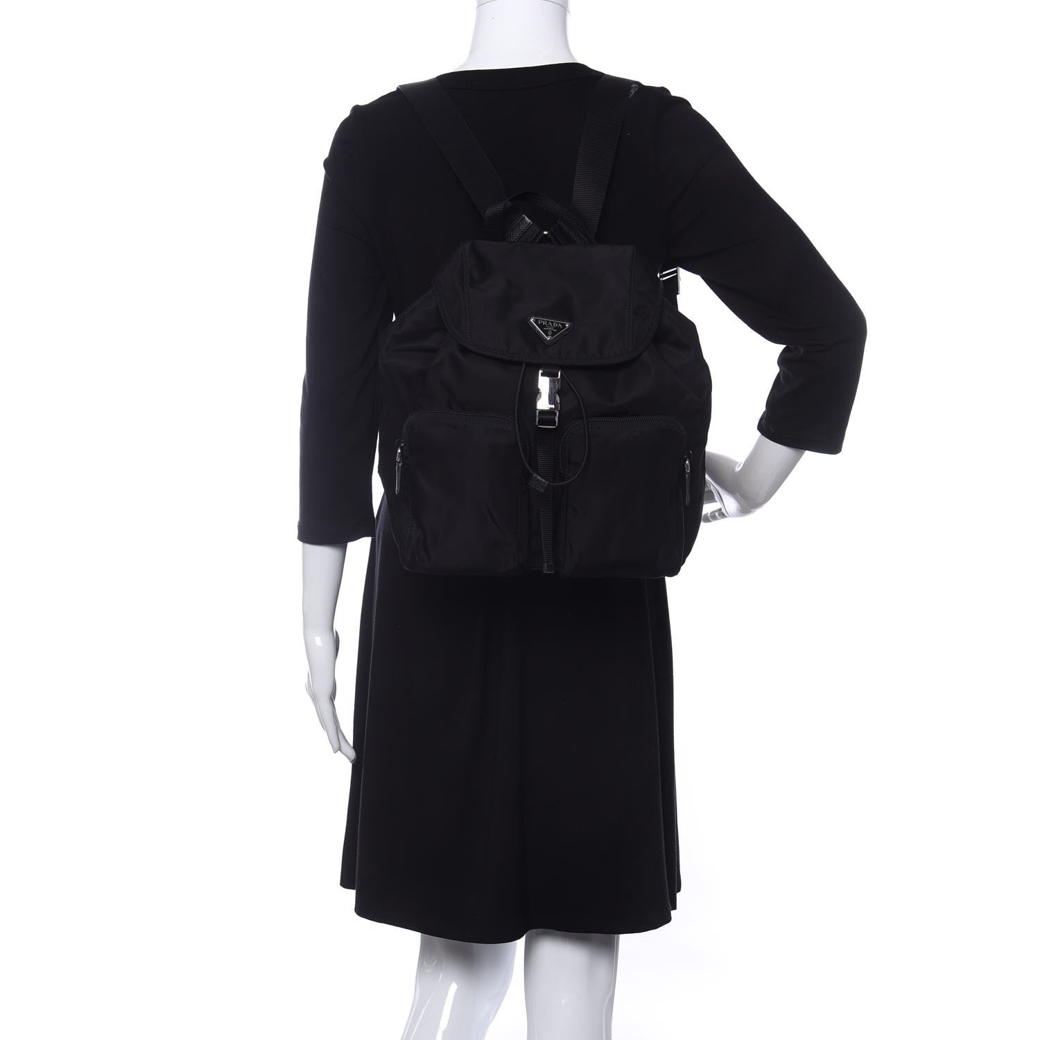 Prada Tessuto Nylon Saffiano Vela Backpack Black 2 of 9