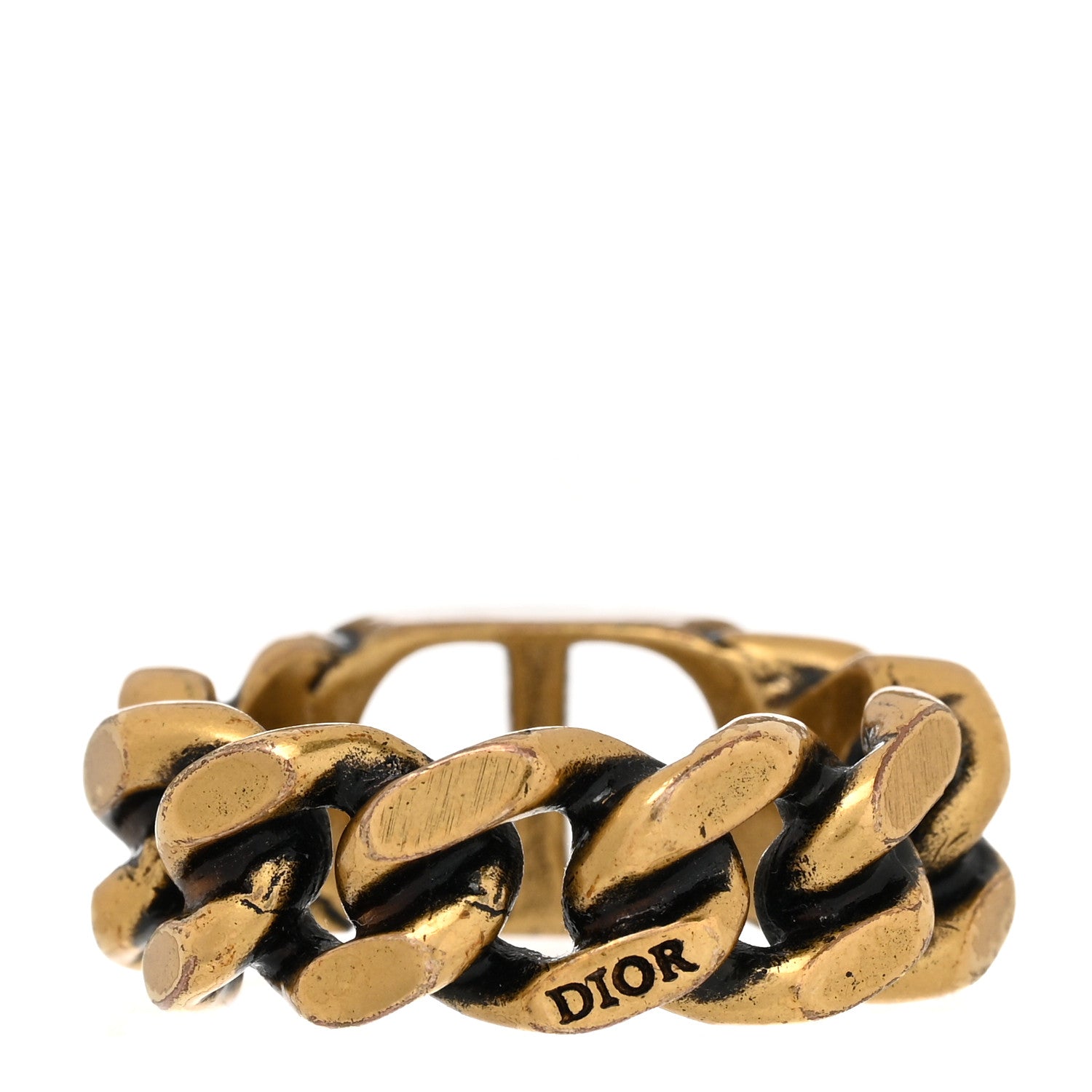 Christian Dior Metal Montaigne 30 Chain Ring 52 6 Antique Gold 3 of 4