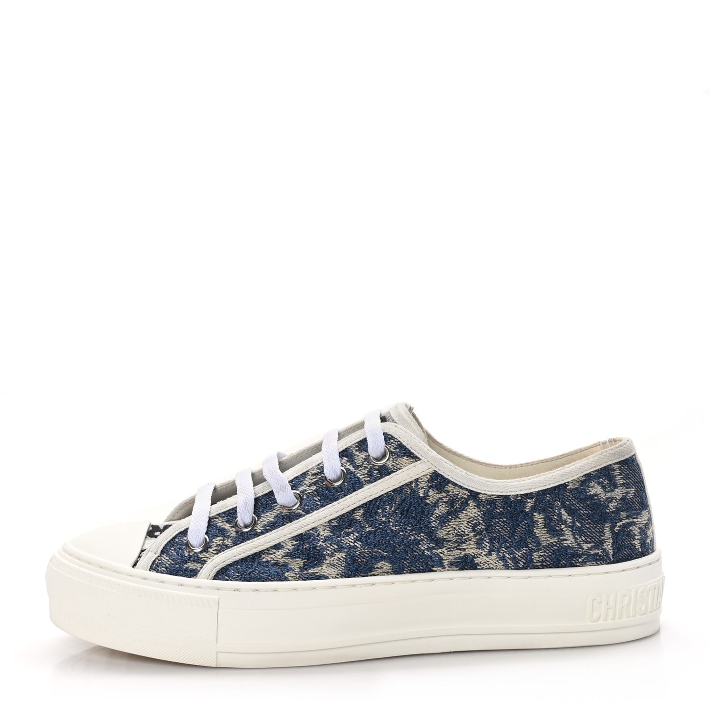 Denim Brocart Embroidered Walk'N'Dior Low Top Sneakers 37 Duck Blue