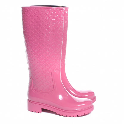 Louis Vuitton Rubber Embossed Monogram Splash Rain Boots 38 Pink 3 of 8
