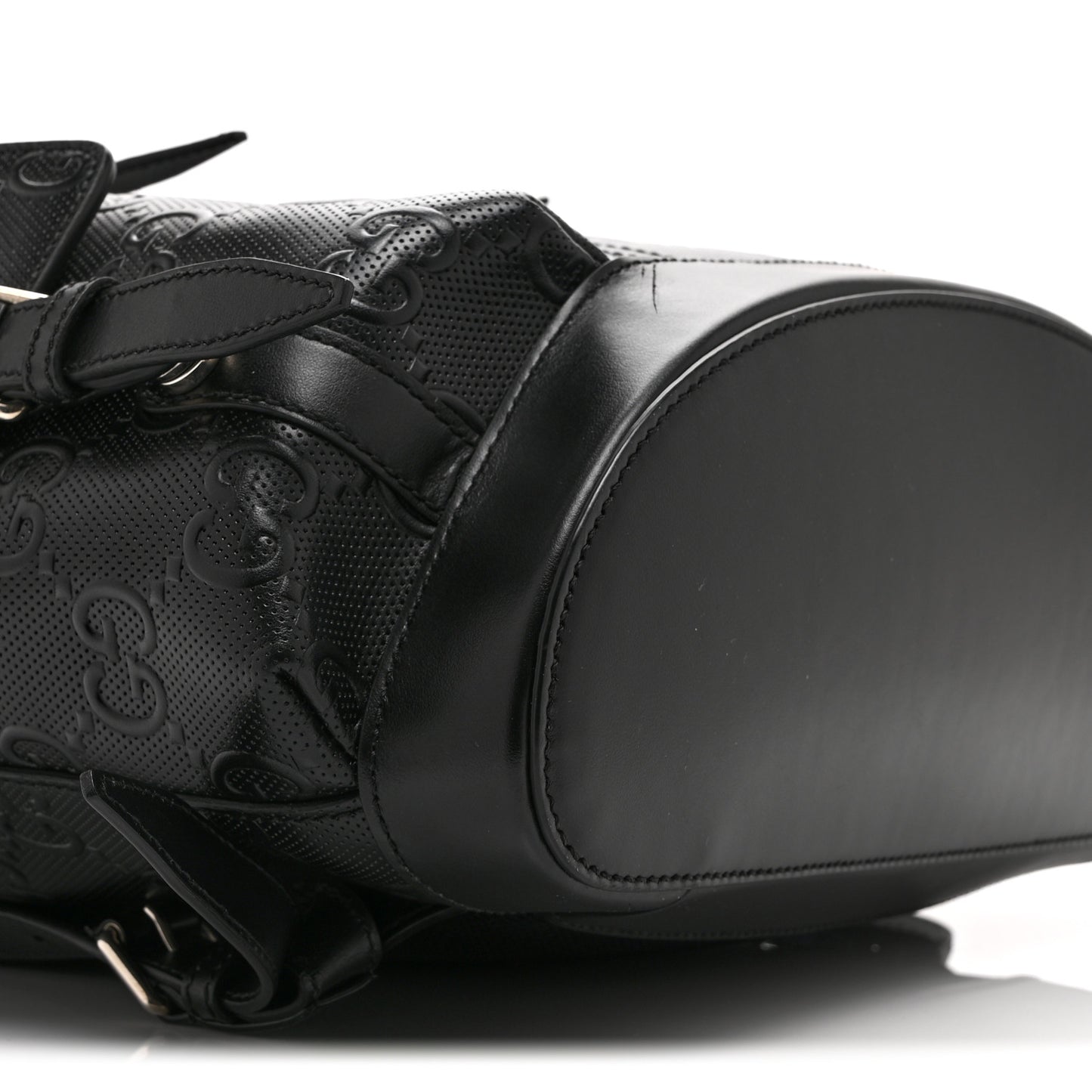 Calfskin GG Tennis Embossed Double Buckle Backpack Black