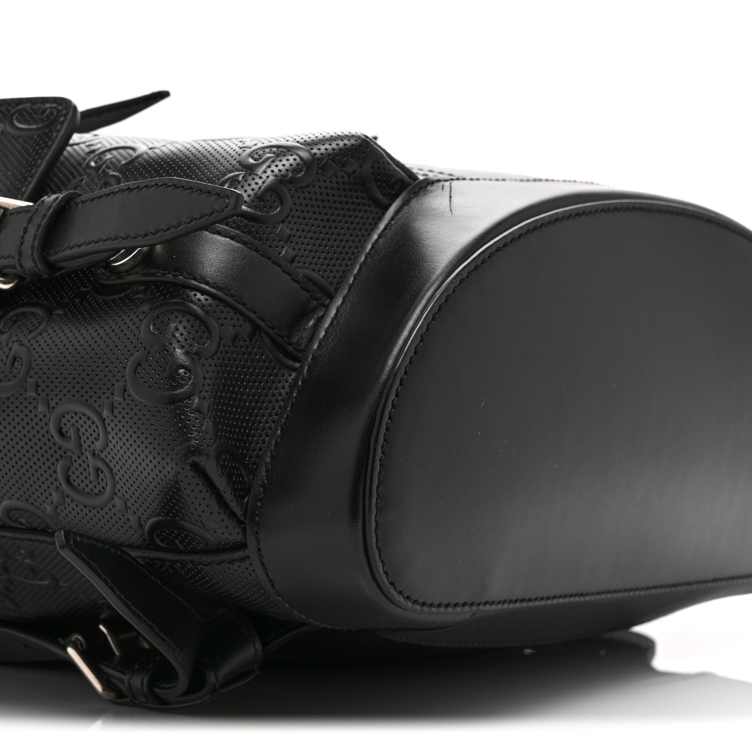 Gucci Calfskin GG Tennis Embossed Double Buckle Backpack Black 10 of 11