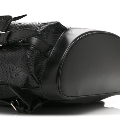 Gucci Calfskin GG Tennis Embossed Double Buckle Backpack Black 10 of 11