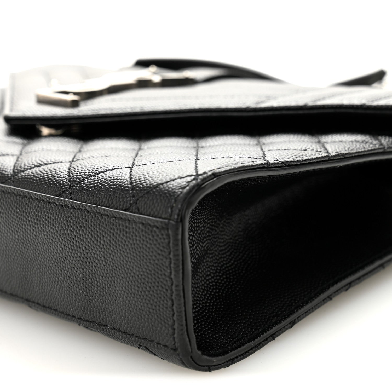 Saint Laurent Grain De Poudre Textured Mixed Matelasse Triquilt Medium Monogram Satchel Black 9 of 10