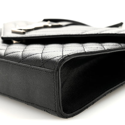 Saint Laurent Grain De Poudre Textured Mixed Matelasse Triquilt Medium Monogram Satchel Black 9 of 10