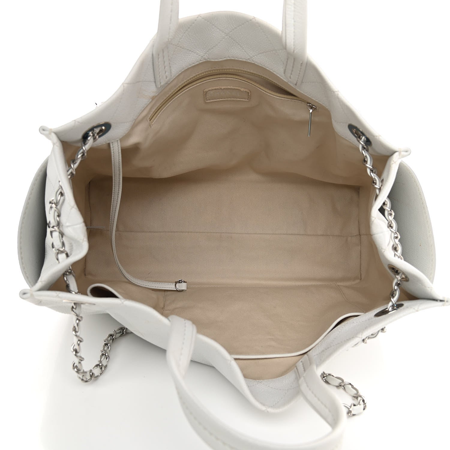 Chanel Grained Calfskin CC Pocket Tote White 5 of 14