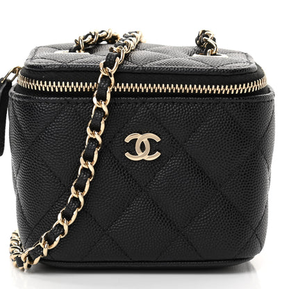 Chanel Caviar Quilted Mini Vanity Case With Chain Black 14 of 23