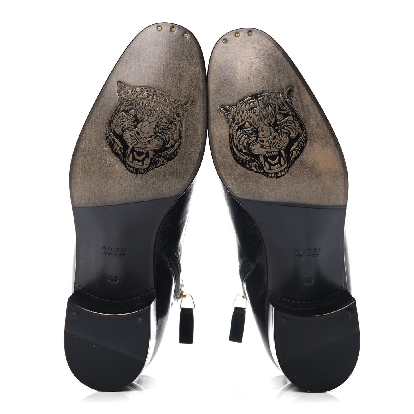 Goatskin Kitten Chain Horsebit Ankle Boots 40 Black