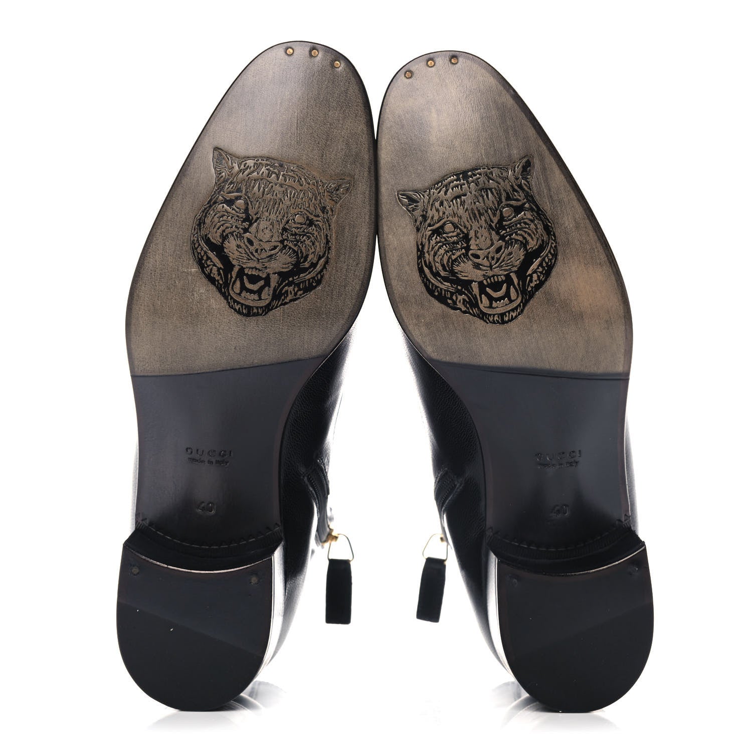 Gucci Goatskin Kitten Chain Horsebit Ankle Boots 40 Black 6 of 10