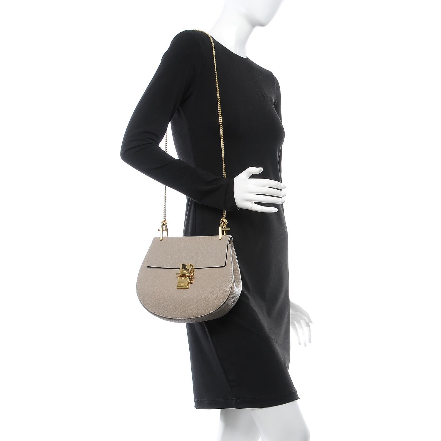 Chloe Grained Lambskin Drew Shoulder Bag Motty Grey 2 of 6