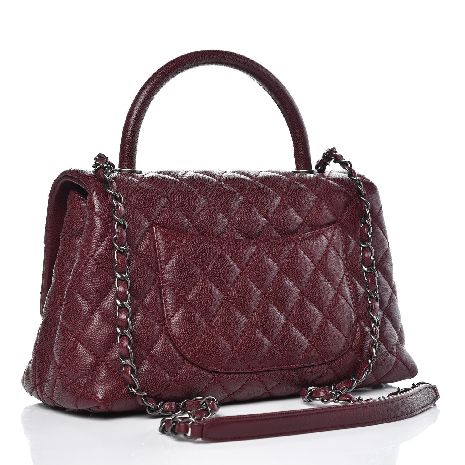 Chanel Caviar Quilted Small Coco Handle Flap Burgundy 3 of 8
