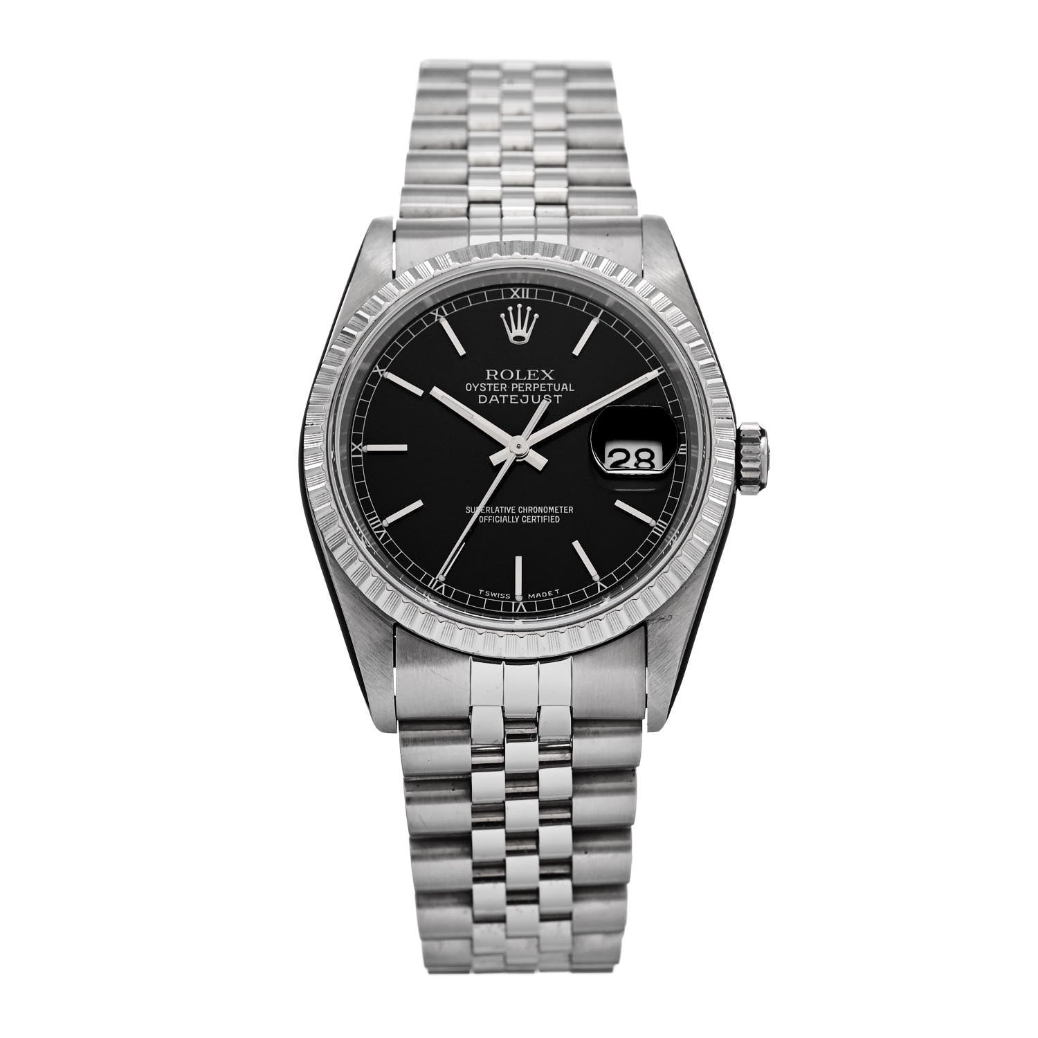 Rolex Stainless Steel 36mm Oyster Perpetual Datejust Watch Black 16220 1 of 4