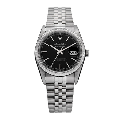 Rolex Stainless Steel 36mm Oyster Perpetual Datejust Watch Black 16220 1 of 4