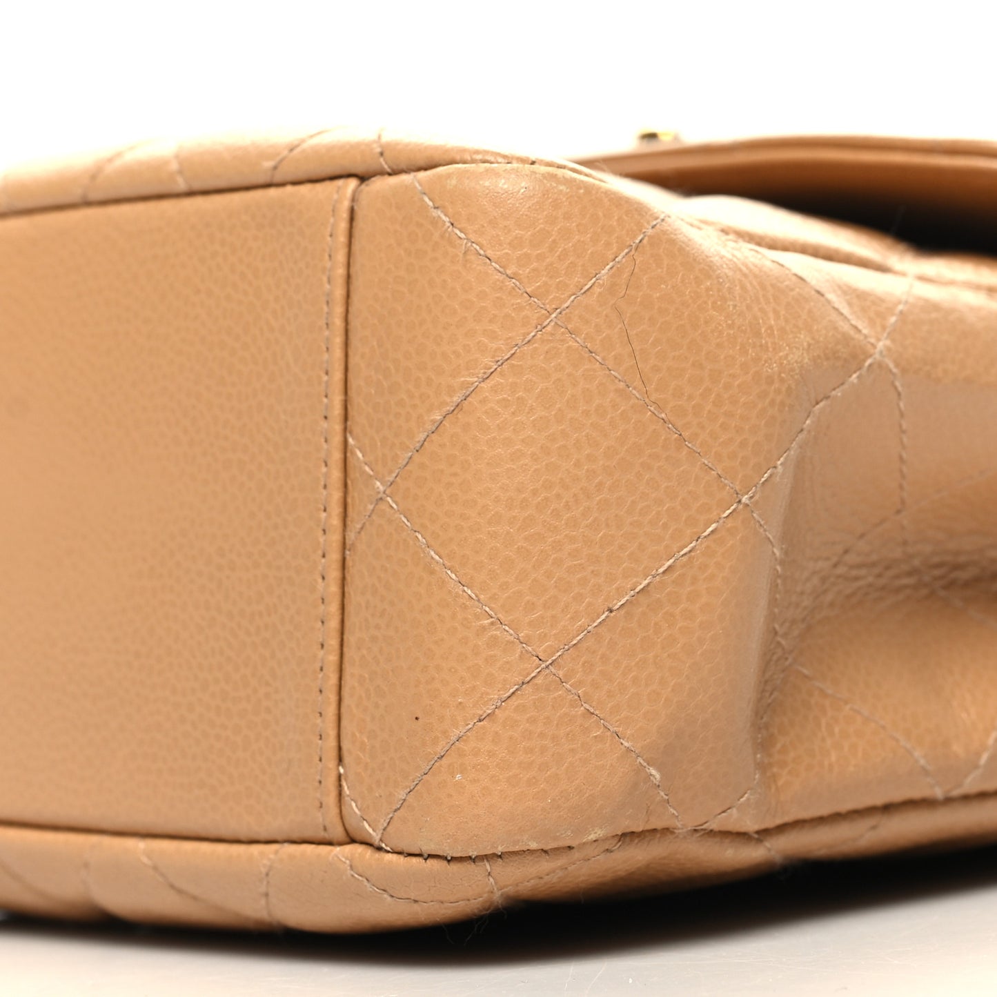 Caviar Quilted Flap Shoulder Bag Beige