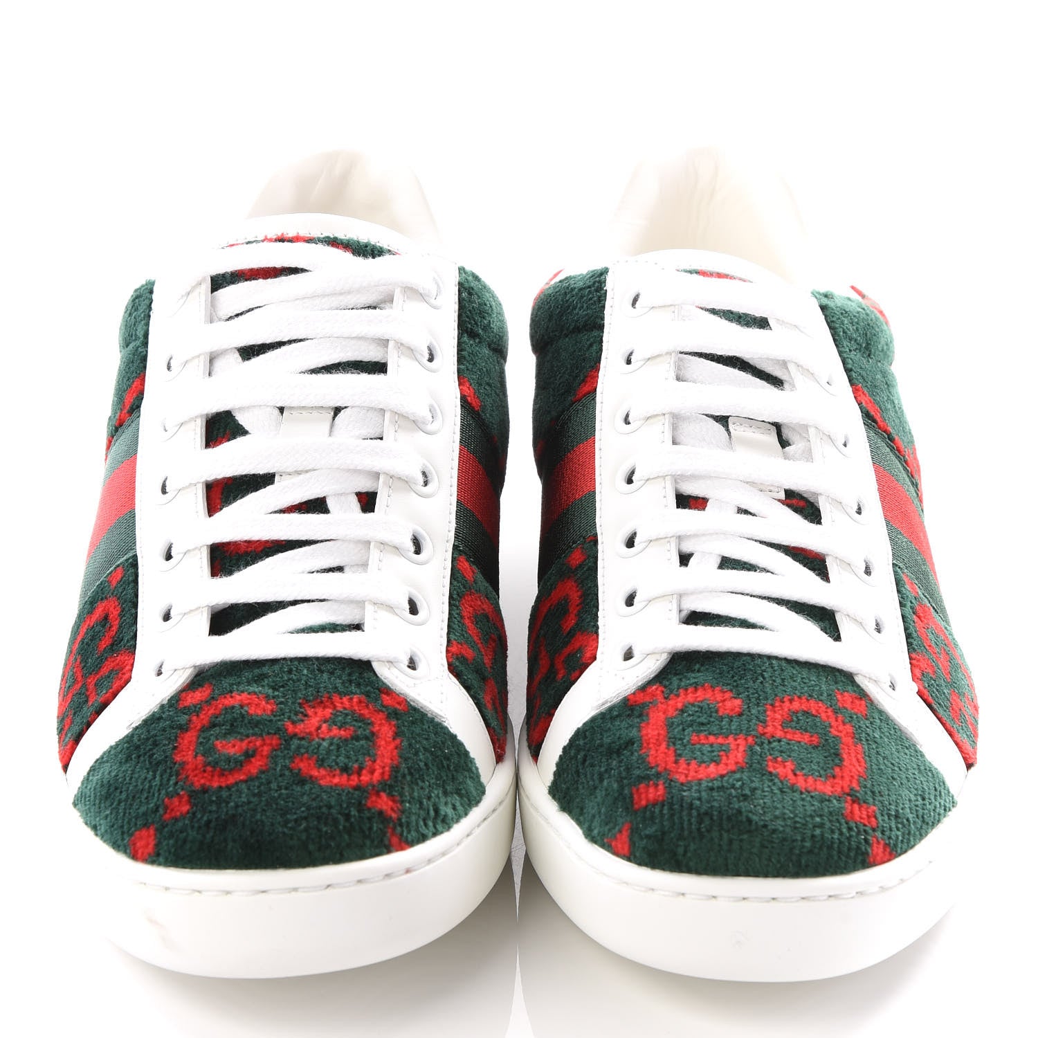 Gucci Terry Cloth GG Monogram Web Womens Ace Sneakers 36.5 Green Red 3 of 8