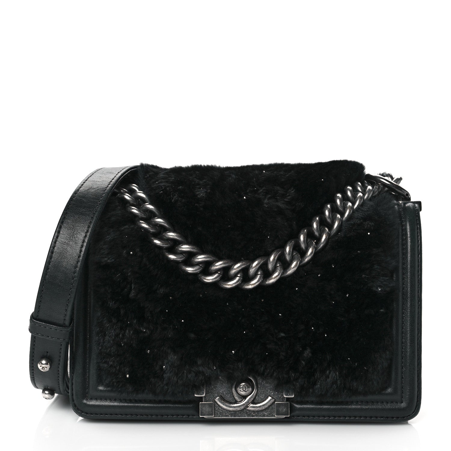 Chanel Orylag Rabbit Fur Calfskin Small Boy Flap Black 1 of 9