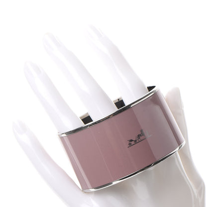 Hermes Enamel Printed Extra Wide Caleche Bracelet 62 Bois De Rose 2 of 5