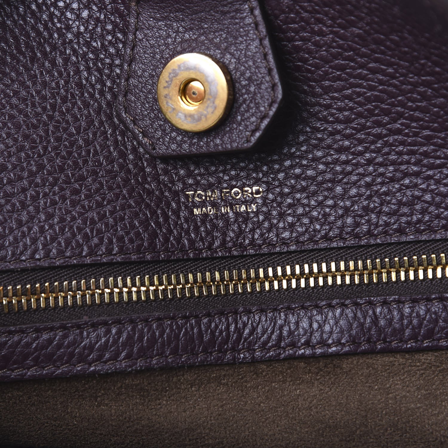 Tom Ford Grained Calfskin Medium Sedgwick Zipper Tote Wine 6 of 15