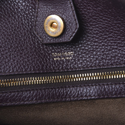 Tom Ford Grained Calfskin Medium Sedgwick Zipper Tote Wine 6 of 15