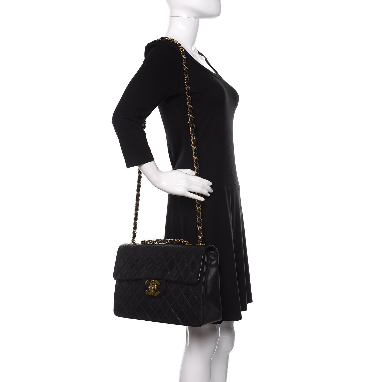 Chanel Lambskin Quilted XL Jumbo Single Flap Black 2 of 11