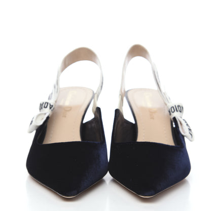 Christian Dior Velvet Ribbon J'Adoir Slingback 65mm Pumps 36.5 Deep Blue 2 of 9