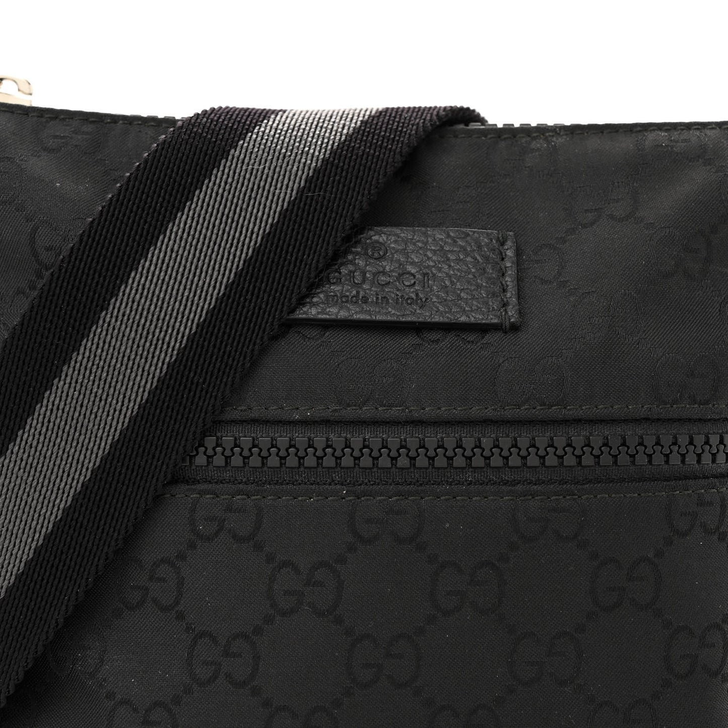 Nylon Monogram Mini Flat Messenger Bag Black