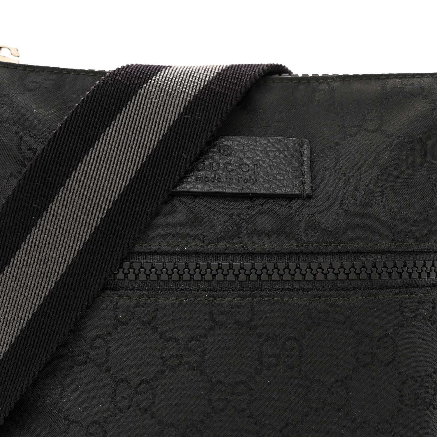 Gucci Nylon Monogram Mini Flat Messenger Bag Black 8 of 10