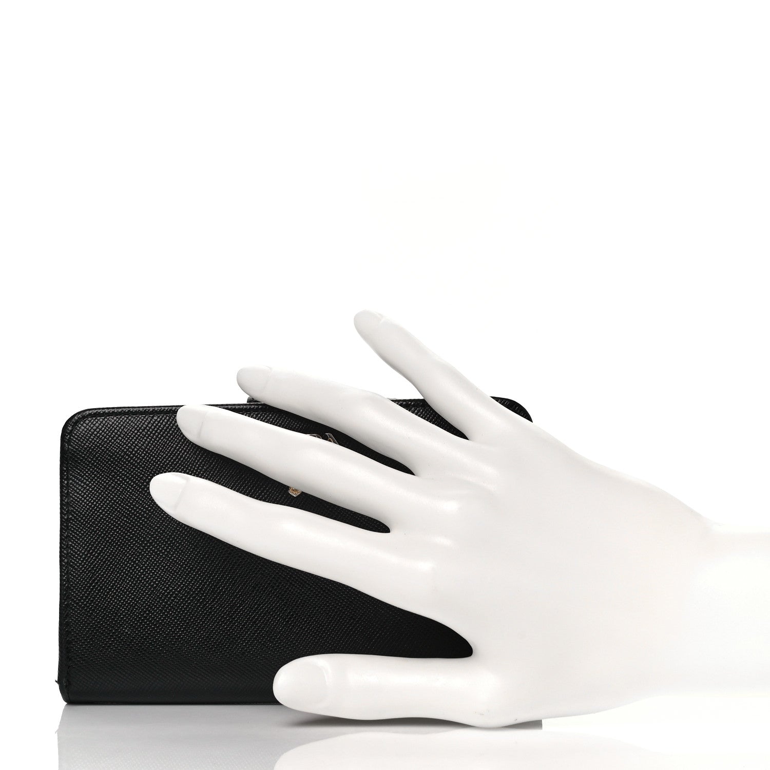 Prada Saffiano Metal Compact Wallet Black 2 of 10