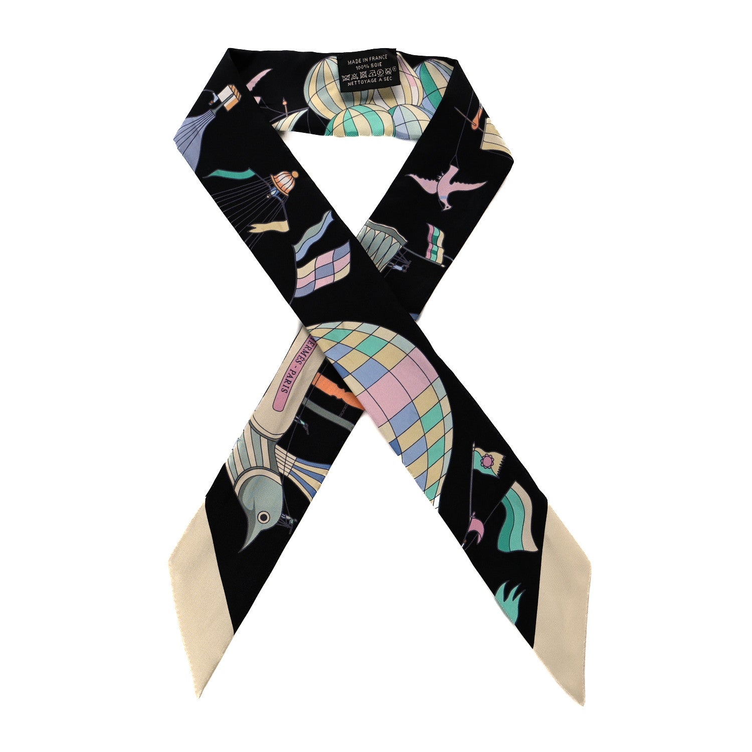 Hermes Silk Les Folies Du Ciel Twilly Black Jaune Soufre Multicolor 1 of 4