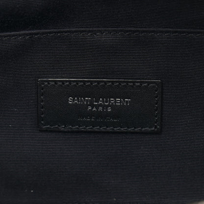 Saint Laurent Nubuck Crocodile Embossed Classic Belt Bag Black 6 of 9