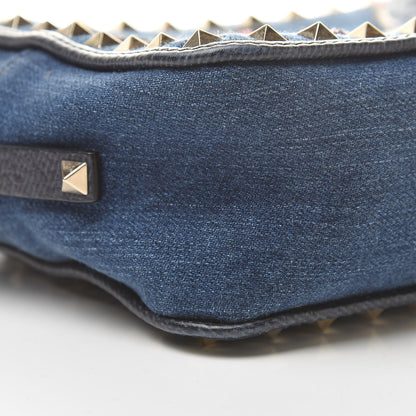 Valentino Garavani Denim Butterfly Embroidered Rockstud Camera Crossbody Bag Light Denim Multicolor 8 of 13