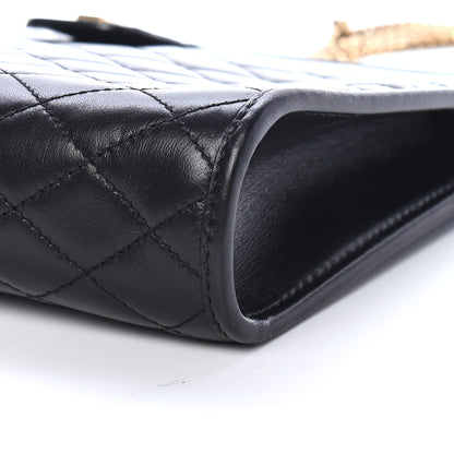 Saint Laurent Lambskin Quilted Monogram Baby Victoire Chain Clutch Bag Black 8 of 8