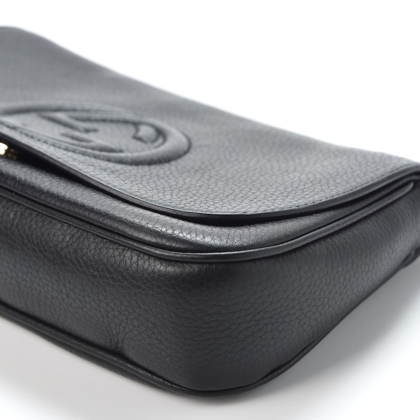 Pebbled Calfskin Medium Soho Flap Crossbody Black