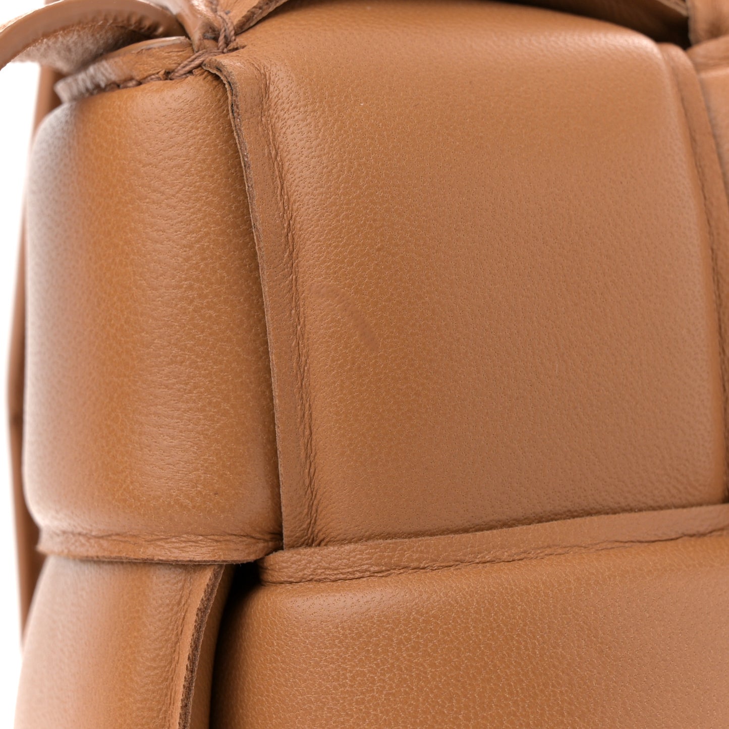 Nappa Maxi Intreccio Padded Cassette Crossbody Bag Caramel