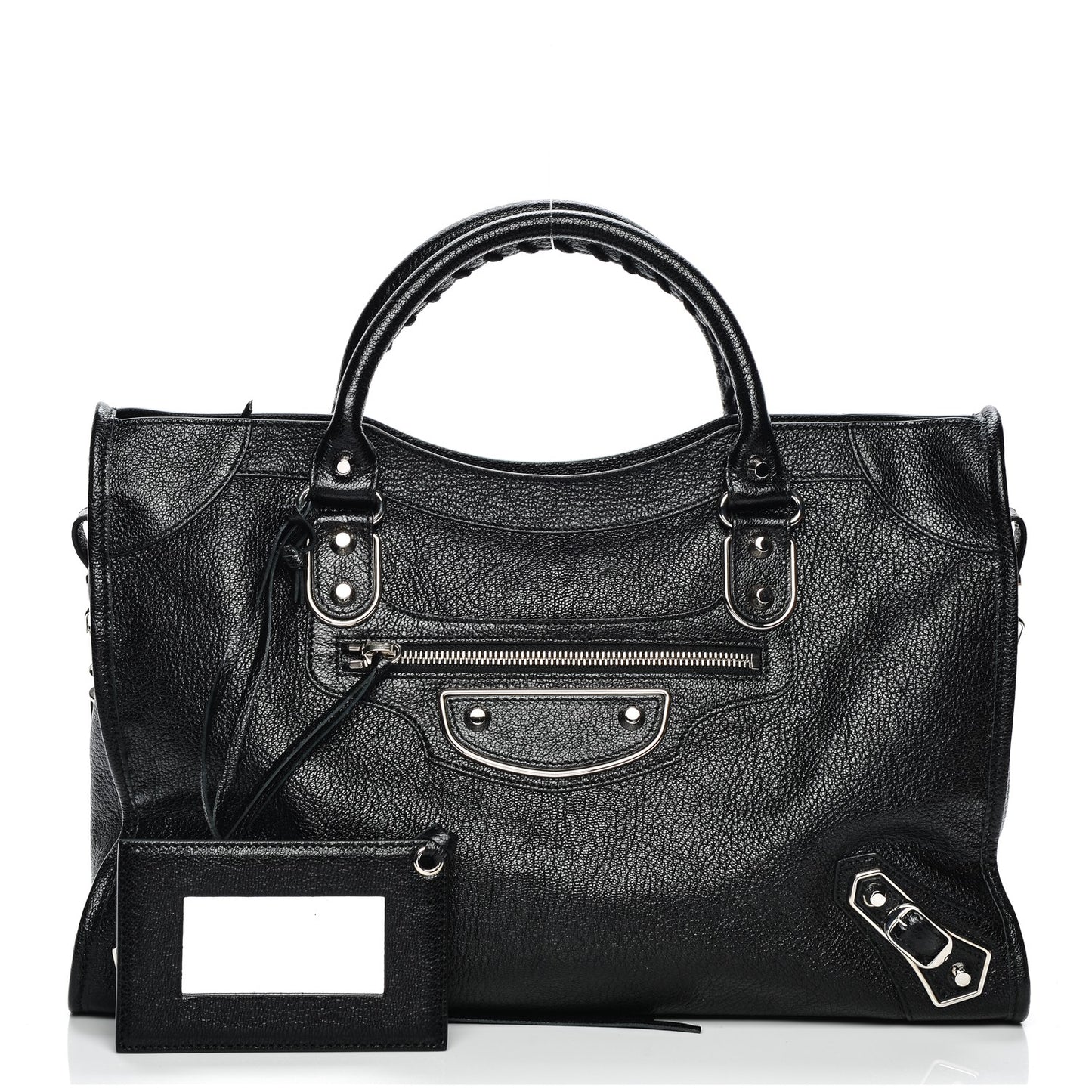 Chevre Silver Metallic Edge Hardware City Black