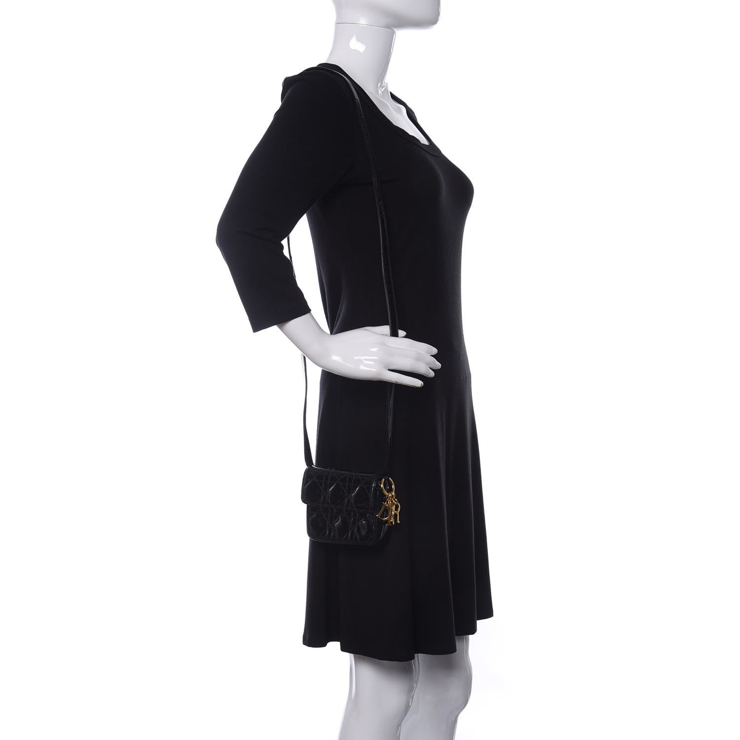 Patent Cannage Mini Crossbody Pouch Black