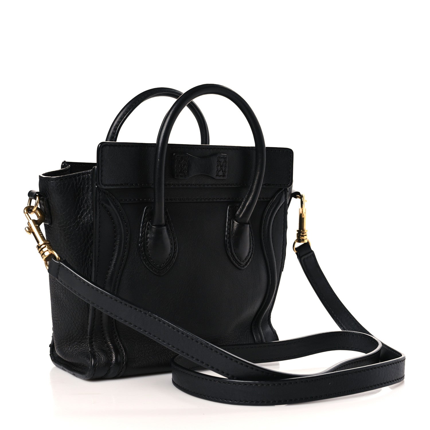 Celine Pebbled Calfskin Nano Luggage Black 3 of 10