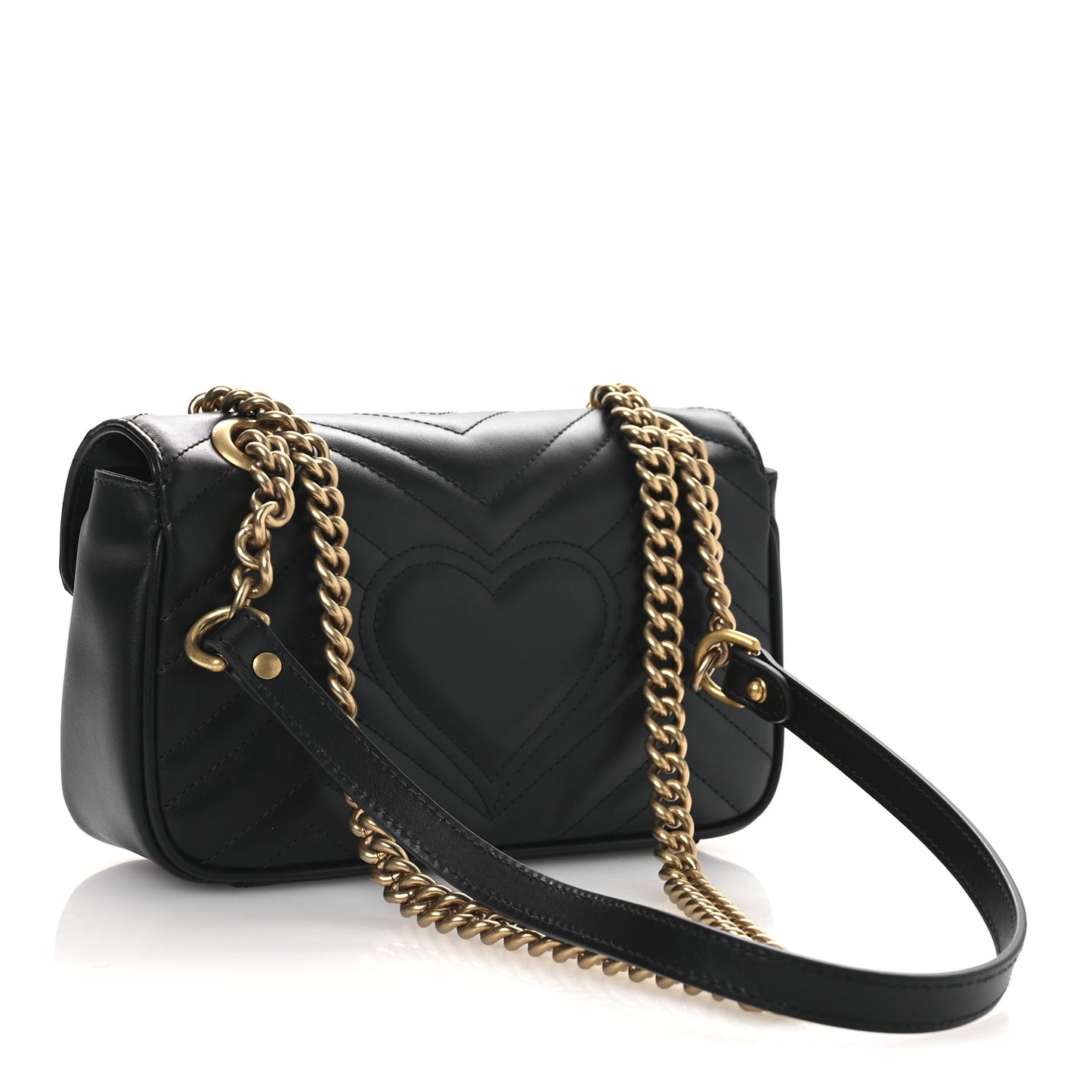 Calfskin Matelasse Mini GG Marmont Shoulder Bag Black
