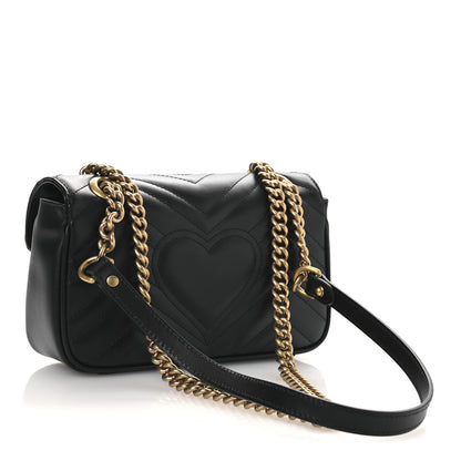 Gucci Calfskin Matelasse Mini GG Marmont Shoulder Bag Black 3 of 10
