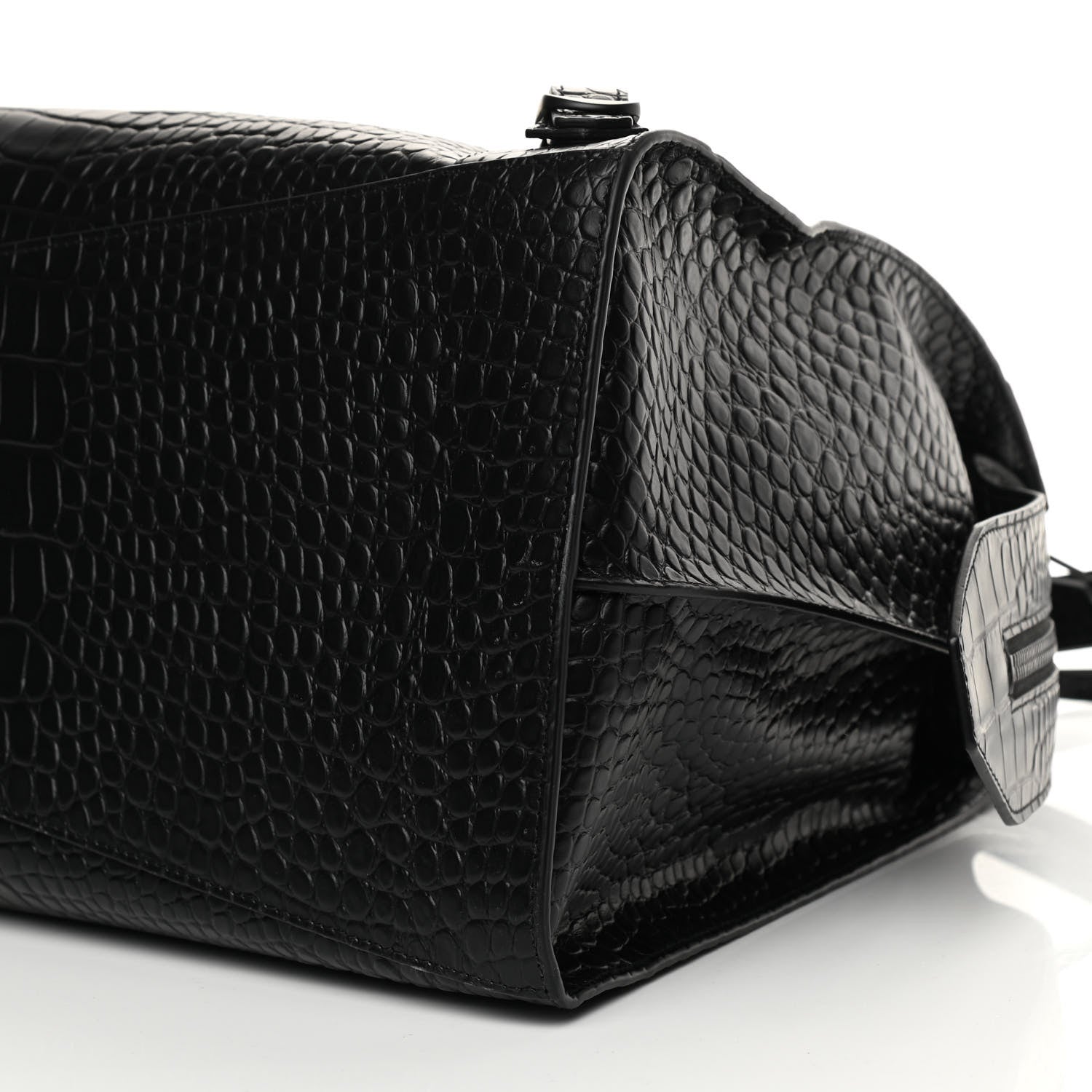 Balenciaga Semi Matte Calfskin Crocodile Embossed Neo Classic Black Hardware Large City Black 9 of 10