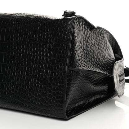 Balenciaga Semi Matte Calfskin Crocodile Embossed Neo Classic Black Hardware Large City Black 9 of 10