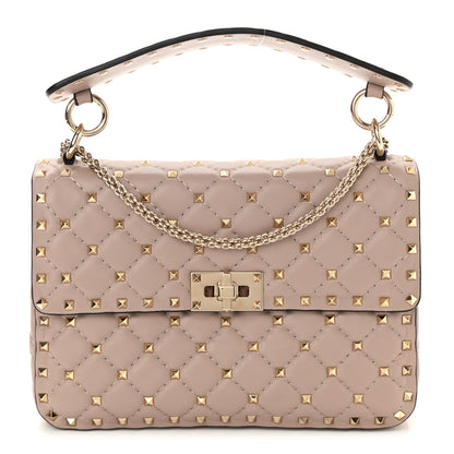 Valentino Garavani Lambskin Medium Rockstud Spike Shoulder Bag Poudre 1 of 7