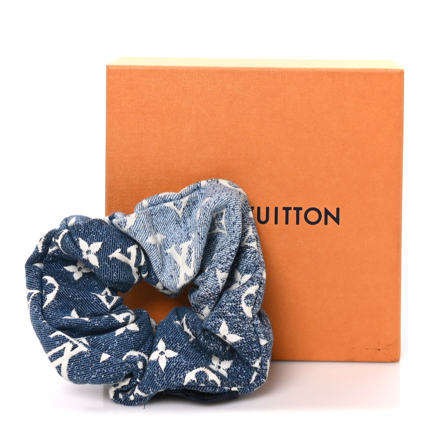 Cotton Denim Chouchou Scrunchy Bleu