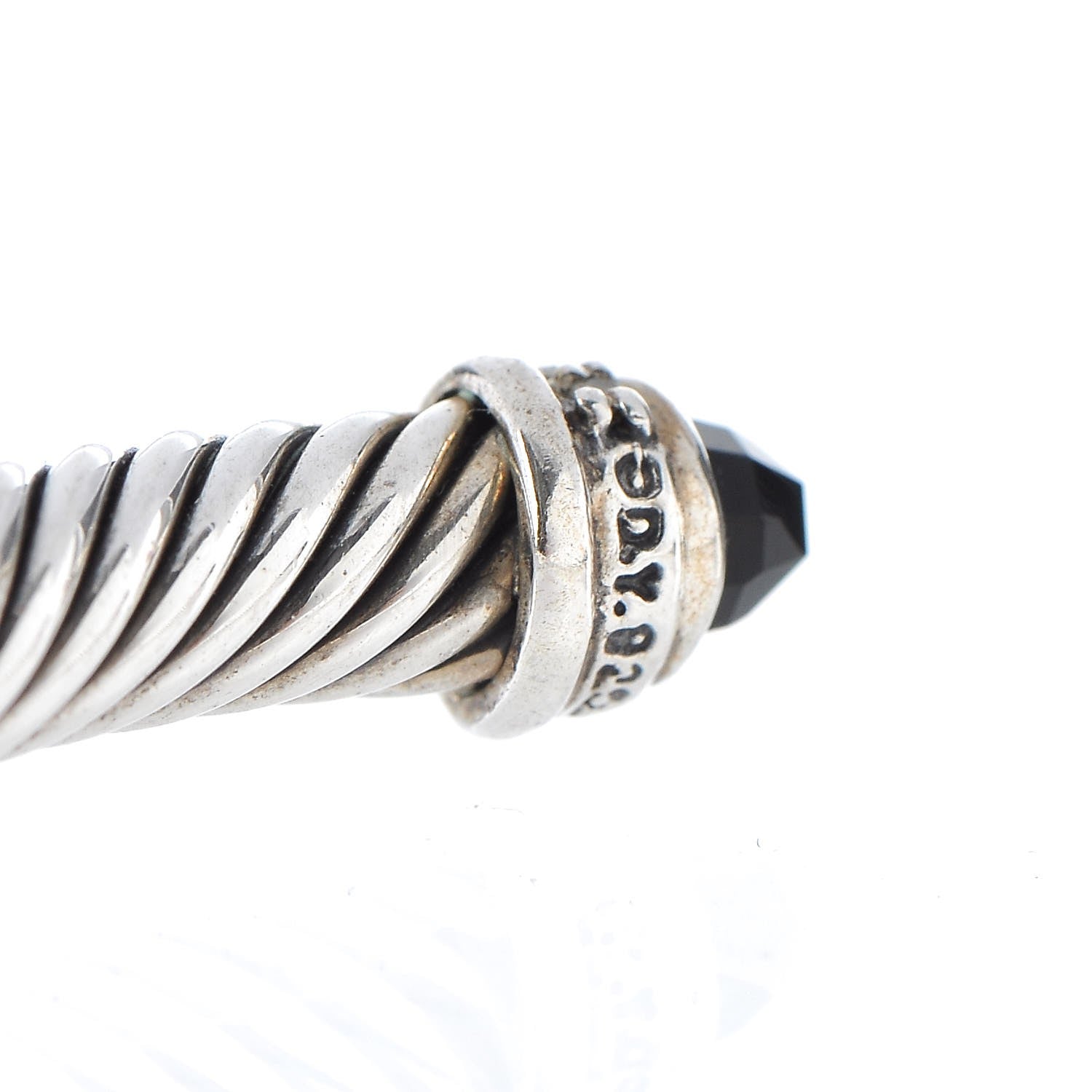 David Yurman Sterling Silver Diamond Black Onyx 5mm Cable Classics Bracelet 3 of 4
