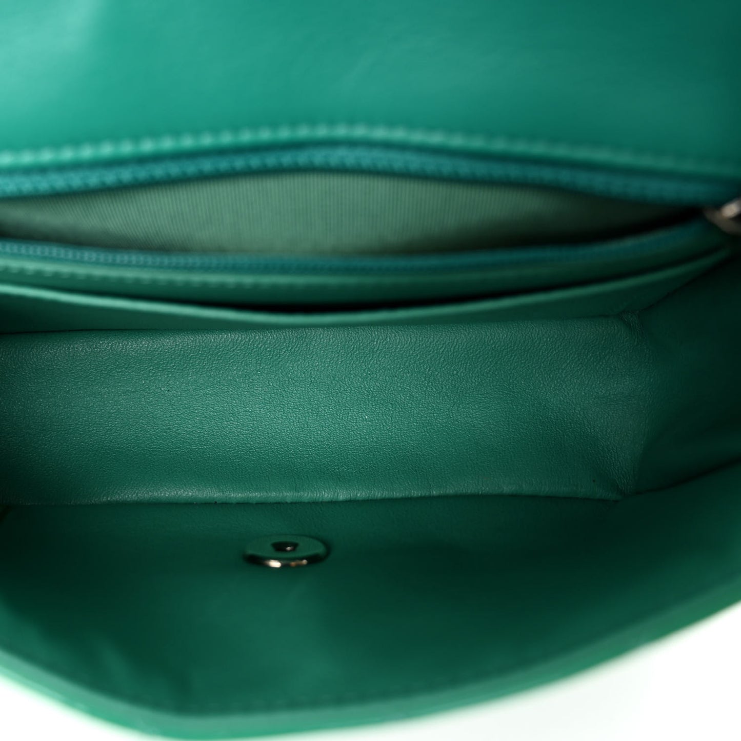 Patent Calfskin Quilted Mini Rectangular Flap Green