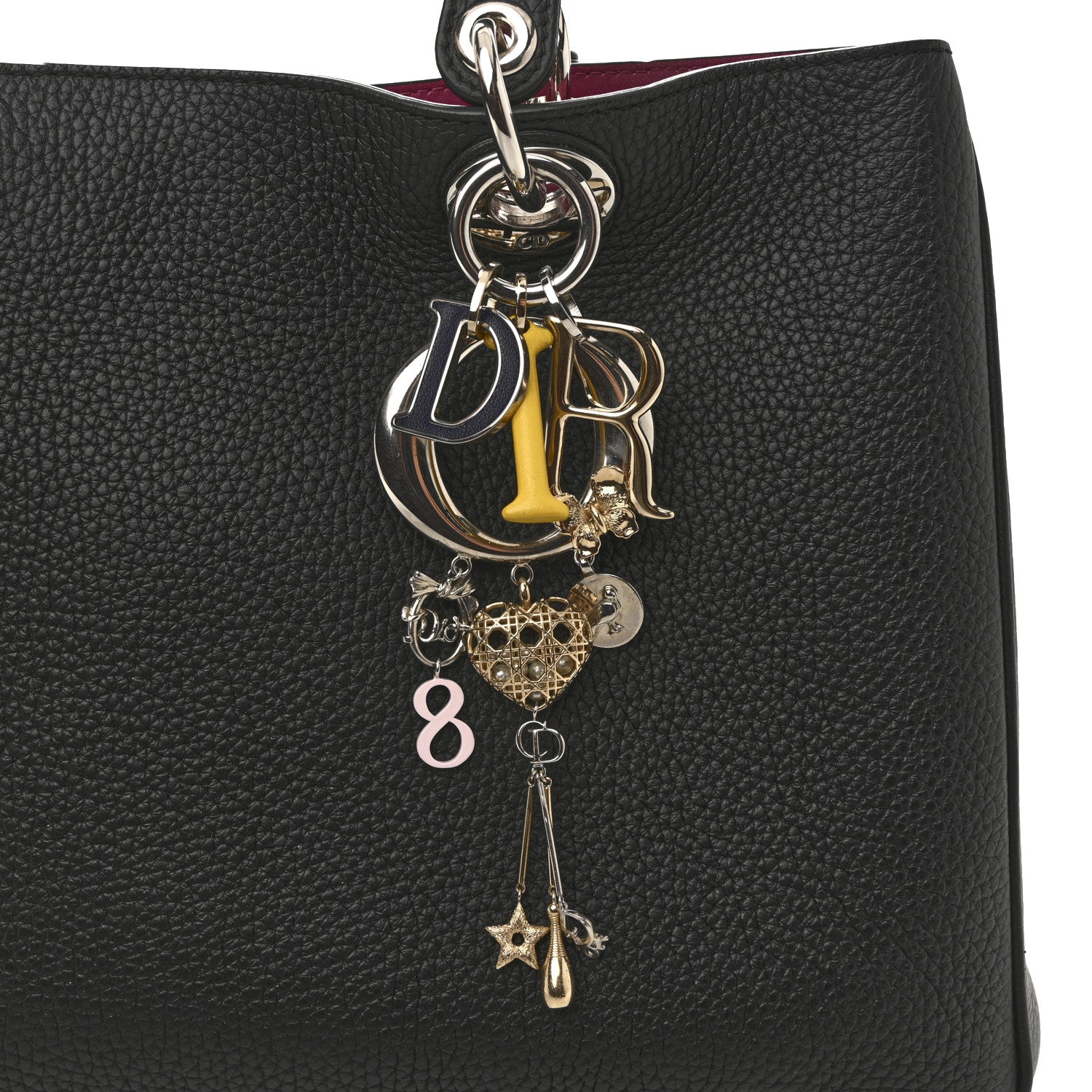 Christian Dior Bullcalf Medium Diorissimo Tote Black Rose Indien 11 of 14
