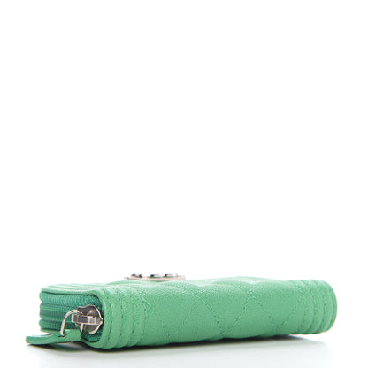 Chanel Caviar Quilted Boy Zip Around Coin Purse Wallet Green 4 of 11