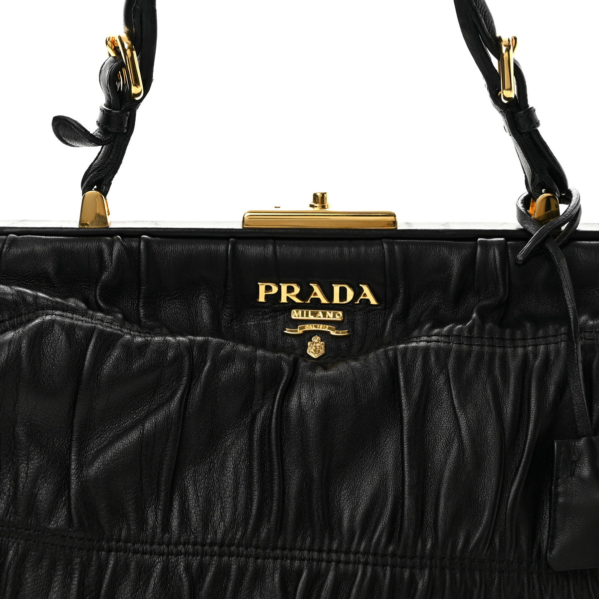 Prada Nappa Dressy Gaufre Framed Tote Black 7 of 13